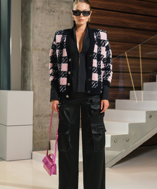 Off-White Розовая кожаная лакированная сумка мини Jitney OWNP063F24LEA003 изображение 5