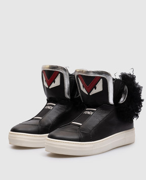 Fendi Дитячі чорні шкіряні хайтопи JMR1023335