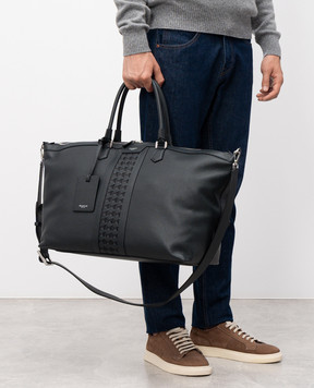 Serapian Синяя кожаная дорожная сумка с плетением SRCMOMTR707545C021