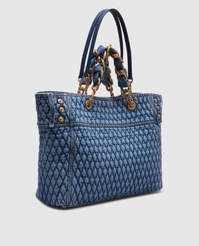 Balmain Синя сумка-тоут 1945 з логотипом EN1FF827TTSD