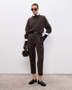Brunello Cucinelli Коричневий светр з вовни, кашеміру та шовку M16222704