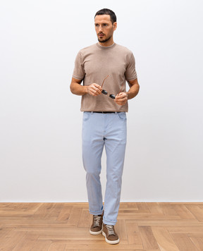 Bertolo Cashmere Бежевая футболка с контрастным окантованием 902204002056