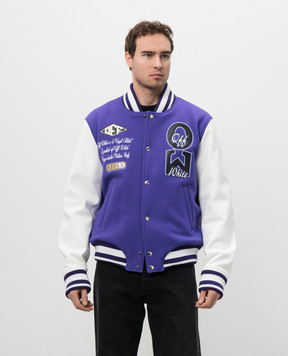 Off-White Фиолетовый комбинированный бомбер с логотипом OMJA122S25LEA001
