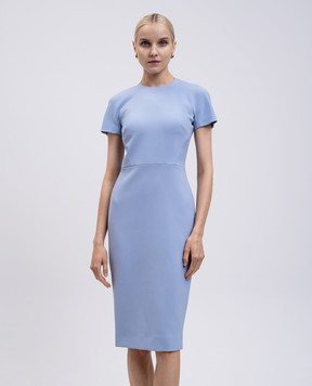 Victoria Beckham Блакитна сукня-футляр з вовною 1325WDR005232A