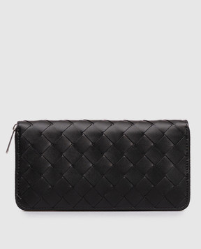 Bottega Veneta Чорний шкіряний гаманець Intrecciato 814838VCPQ4
