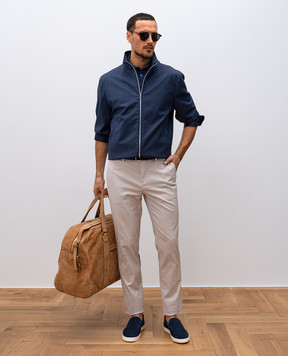Brunello Cucinelli Синее поло с льном M2L00315