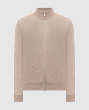 Brunello Cucinelli Бежевий меланжевий кардиган з кашеміру M2200106