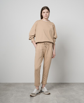 Brunello Cucinelli Бежевые спортивные штаны с цепочкой мониль MH827SA399