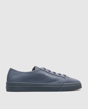Santoni Сині шкіряні кеди з логотипом MBGT22063AVZTMIA