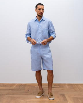 Loro Piana Голубая рубашка из льна FAF2545