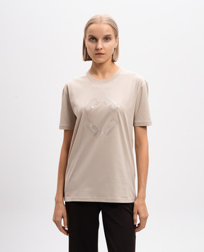 Givenchy Бежевая футболка с эмблемой 4G из пайетков BW70EKG1YH