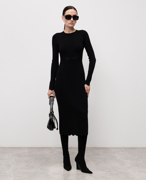 Twinset Чорна сукня міді з логотипом 252TP3040