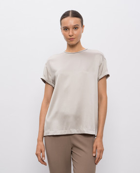 Brunello Cucinelli Топ із шовку кольору хакі M0C59DE310