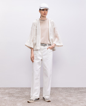 Brunello Cucinelli Бежева футболка з відворотами M0T18BD200