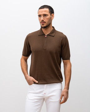 Kiton Поло цвета хаки с логотипом UMKX33Z