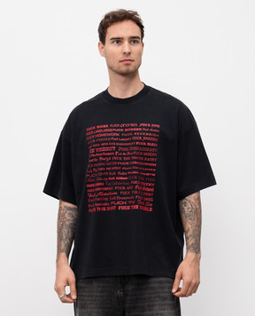 Vetements Черная футболка с принтом UH76TR660Bm