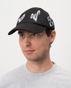 Off-White Черная кепка с вышивкой логотипа OMLB069F24FAB00A
