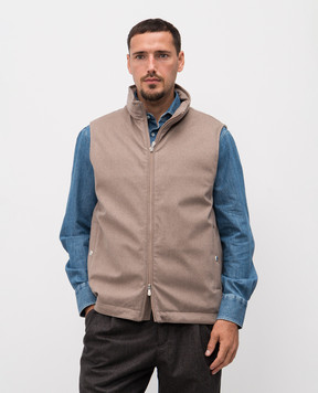 Brunello Cucinelli Бежевий пуховий жилет з вовни MM4701776