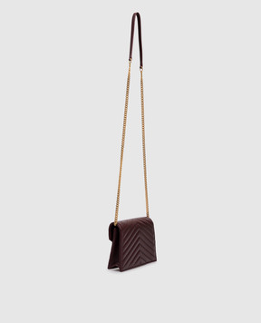 Saint Laurent Бордовый кожаный клатч-конверт CASSANDRE 742920AAA44