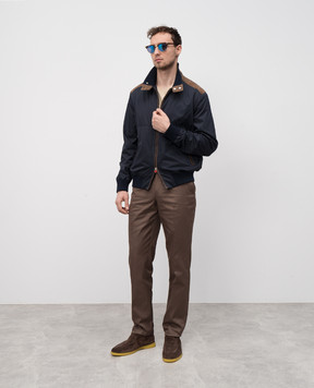 Kiton Синя куртка з вставками із замші UW2141V0834F