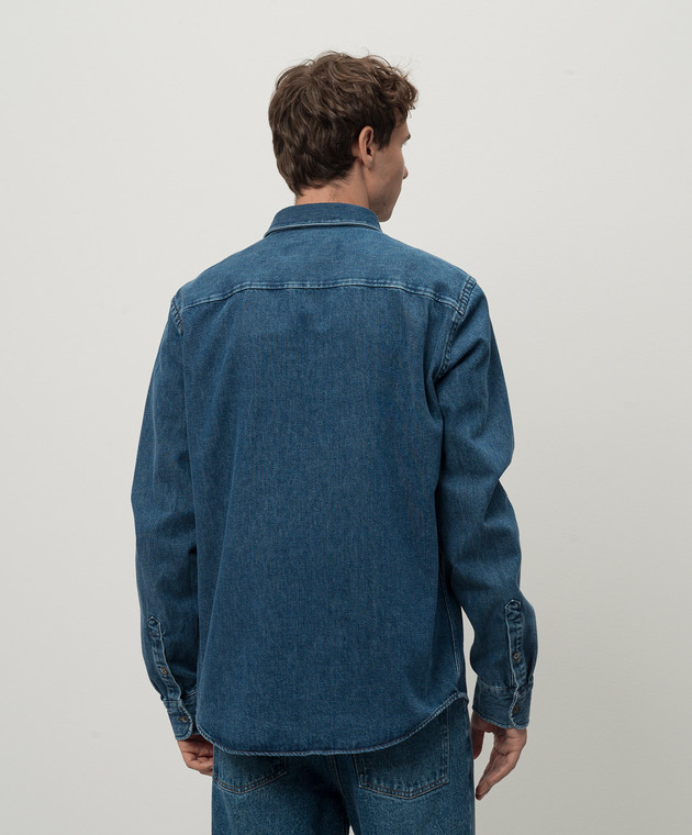 Ami Paris Синяя джинсовая рубашка с вышивкой Ami de Coeur USH063DE0032 изображение 4