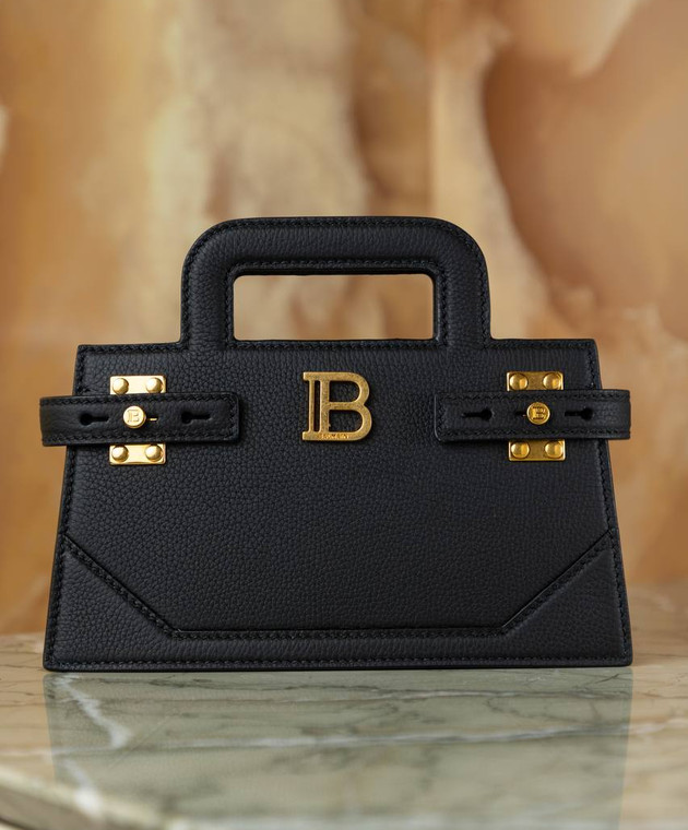 Balmain - Черная кожаная сумка B-Buzz Top Handle DN0KJ931LPOS
