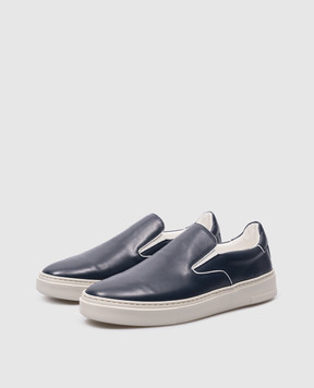 Canali Синие кожаные слипоны RA00925191247