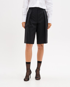 Brunello Cucinelli Черные шорты-бермуды с шерстью в полоску MP586P8715