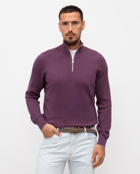 Brunello Cucinelli Фіолетовий светр з блискавкою M29400104