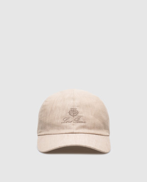 Loro Piana Бежева кепка з льону з вишивкою логотипа FAN1081