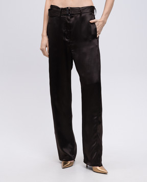 Magda Butrym Коричневі штани з шовком PANTS01151425