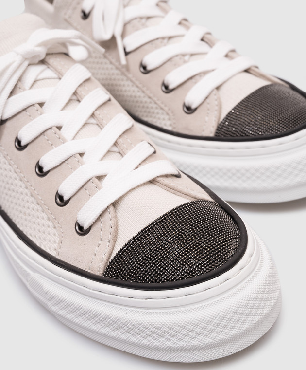 Brunello Cucinelli Сірі кеди з ланцюжком моніль MZ35G2650 зображення 5