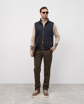 Kiton Синій жилет з контрастним окантуванням UW2140V0834F