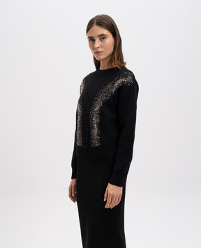 Max Mara Чорний светр LESSY з вовни з кристалами LESSY