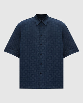 Givenchy Голубая рубашка в тканый узор монограммы логотипа. BM612P5YCC