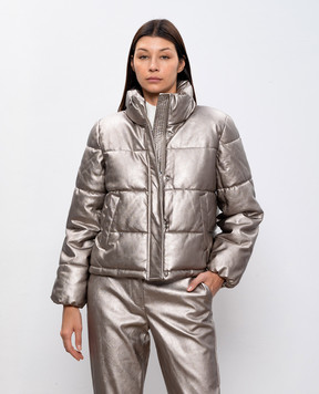 Twin Set Actitude Бежевая куртка с металлическим логотипом 242AP2162