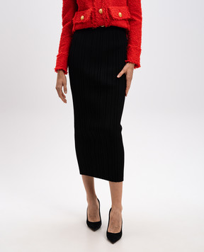 Balmain Черная юбка миди в рубчик DF0LD019KH70