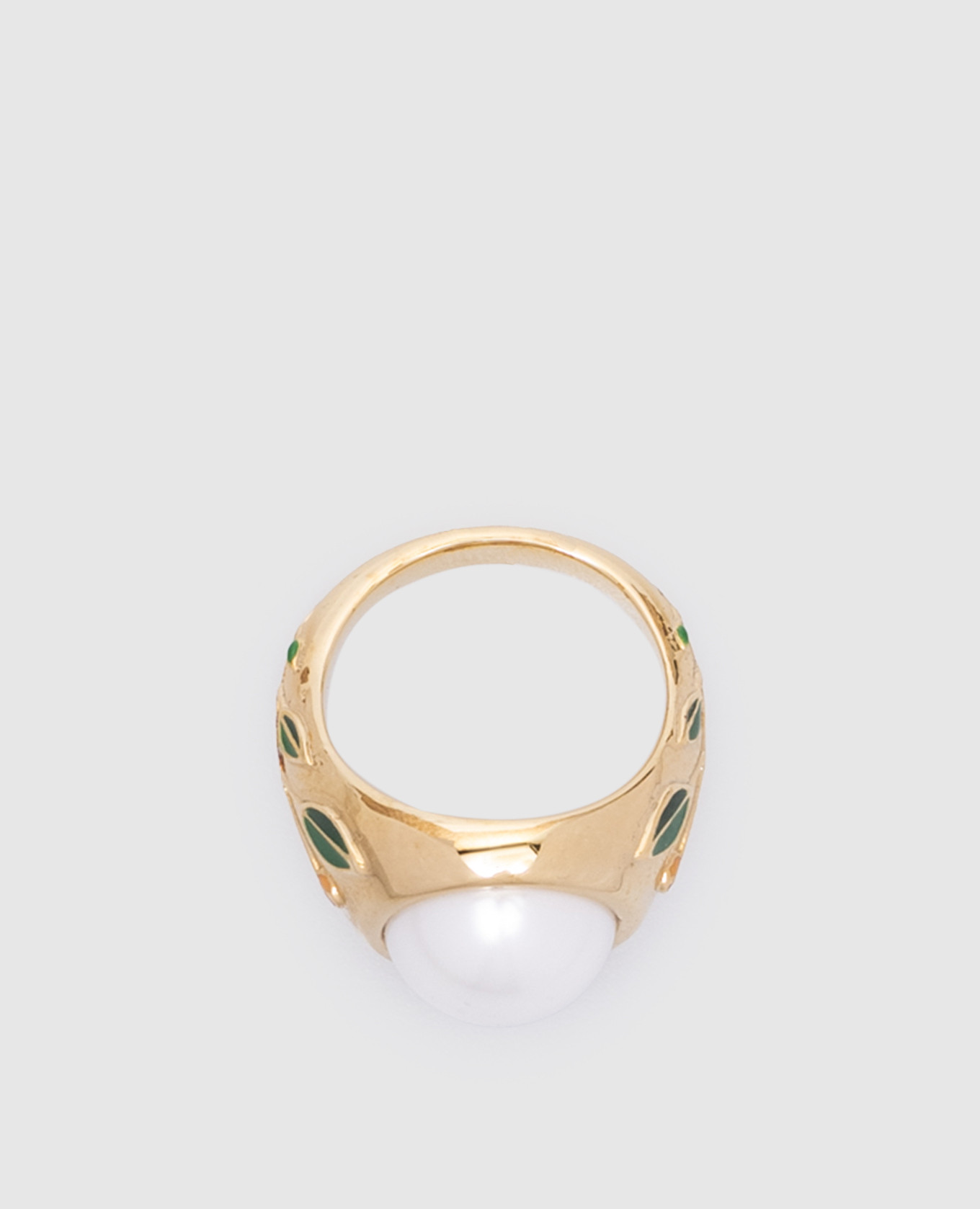 

Золотое кольцо с бусами., Золотистый, Кольца