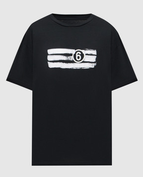 Maison Margiela MM6 Черная футболка с принтом логотипа SH2GC0023M20115