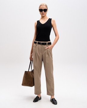 Brunello Cucinelli Штани кольору хакі з ланцюжком моніль MA126P8417