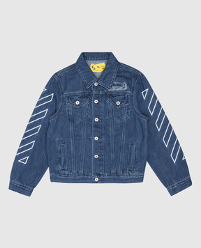 Off-White Дитяча синя джинсова куртка з аплікацією Arrow OBYE001F24DEN001