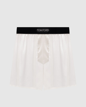 Tom Ford Бежеві труси-боксери із шовку з логотипом T4LE41010