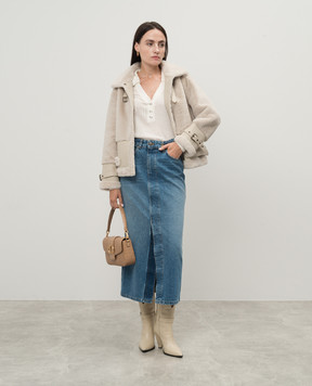 Twinset Синя джинсова спідниця міді з ефектом потертості 242TP2564