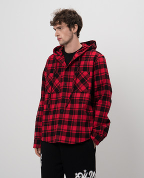 Off-White Червона сорочка в клітинку з капюшоном OMGE031C99FAB001sh