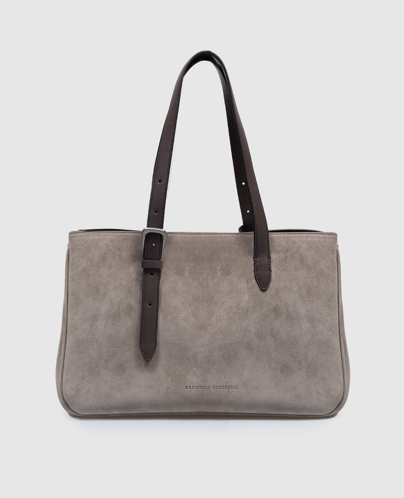 

Серая замшевая сумка-тоут с логотипом, Серый, Сумки на плечо