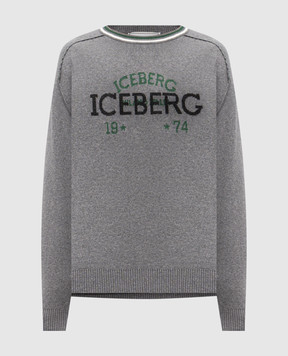 Iceberg Сірий светр з вовною з логотипа A0187469