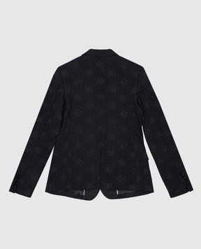 Dolce&Gabbana Дитячий чорний піджак з вовною у візерунок логотипа L41J70FJBAK