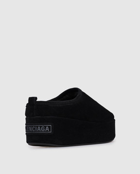 Balenciaga Черные мюли замшевые Alaska с логотипом 825258WBFC1