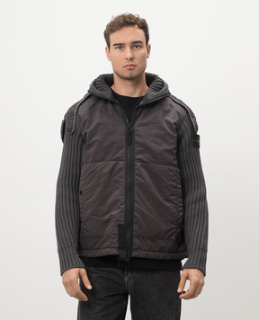 Stone Island Серая куртка с шерстью с логотипом 811543934