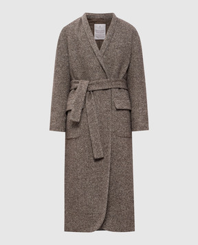 Brunello Cucinelli Коричневе пальто з вовни та шовку MG5319932